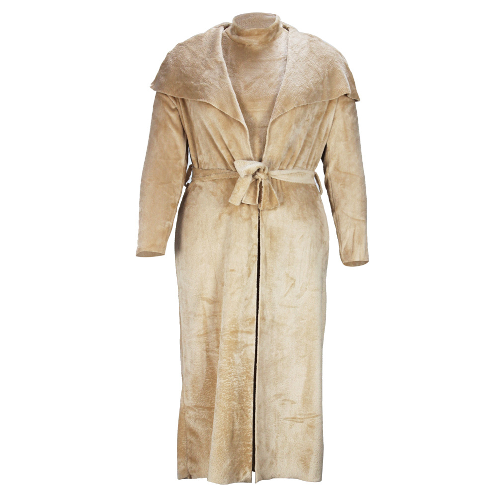Completo due pezzi donna vestito in velluto e cardigan lungo_voghion.com