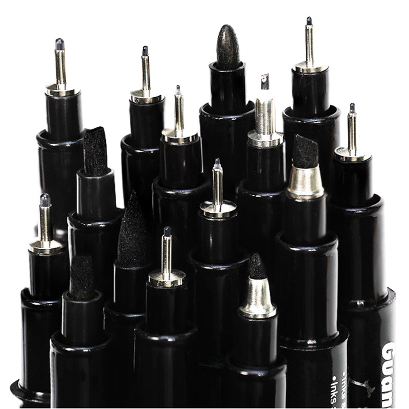 Guangna 8050 aguja pluma arte gancho pluma 15 tipos de línea boceto bosquejo contorno pluma negro anime bosquejo pluma