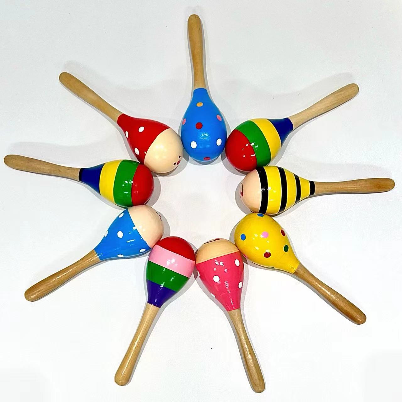 Creativo de madera de mano juguetes educativos niños educación temprana martillo de arena instrumento de percusión Bola de arena de madera instrumento musical para niños 20cm