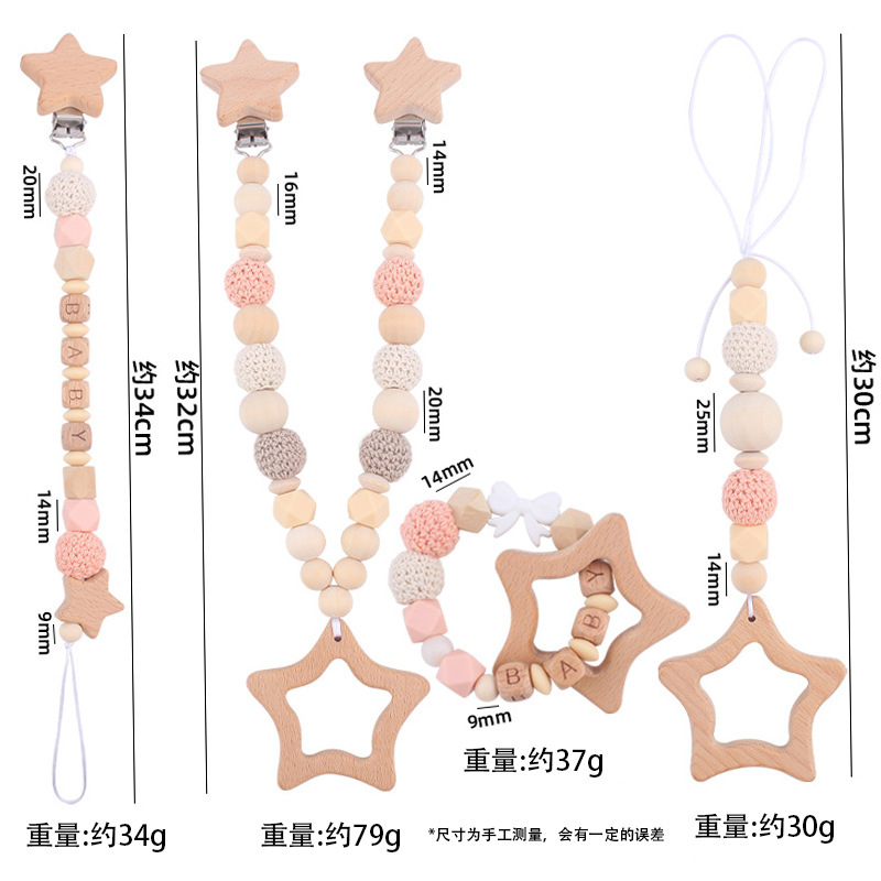 Nuevos productos para bebés abrazaderas de abrazaderas de haz de dibujos animados DIY pulsera de dientes molares decoración colgante de campana cuatro piezas