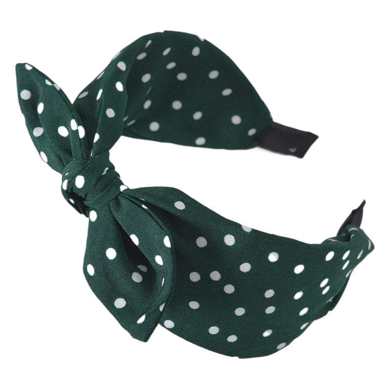 Nuevo estilo europeo y americano pequeño lunares anudada diadema de ala ancha Orejas de conejo tejido diadema moda femenina ins accesorios para el cabello al por mayor