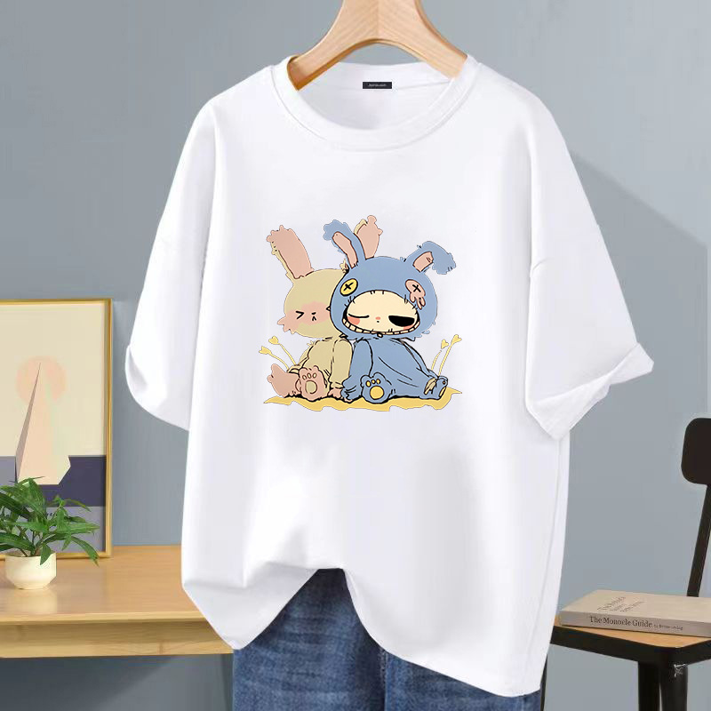 Camiseta de manga corta blanca de seda de hielo, logotipo impreso, ropa de clase, ropa de trabajo de bricolaje, camiseta de cuello redondo, manga corta impresa