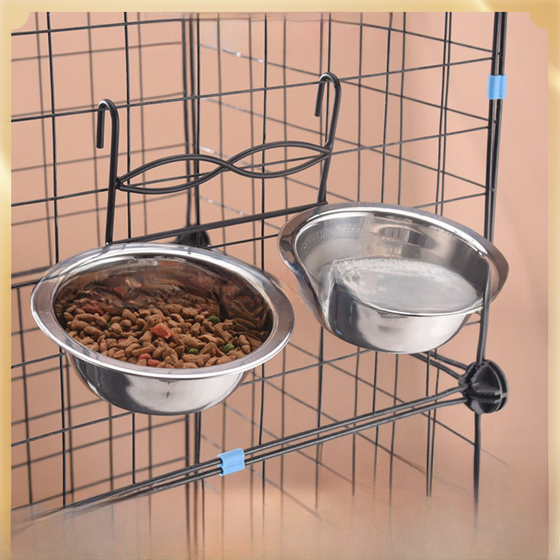 Cross -border spot stainless steel dog bowl fixed anti -flipping…