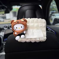 Креативная коробка для салфеток Hello Kitty для автомобиля, новинка 2025 года, подвесная коробка для салфеток на автомобильное сиденье, креативное милое украшение