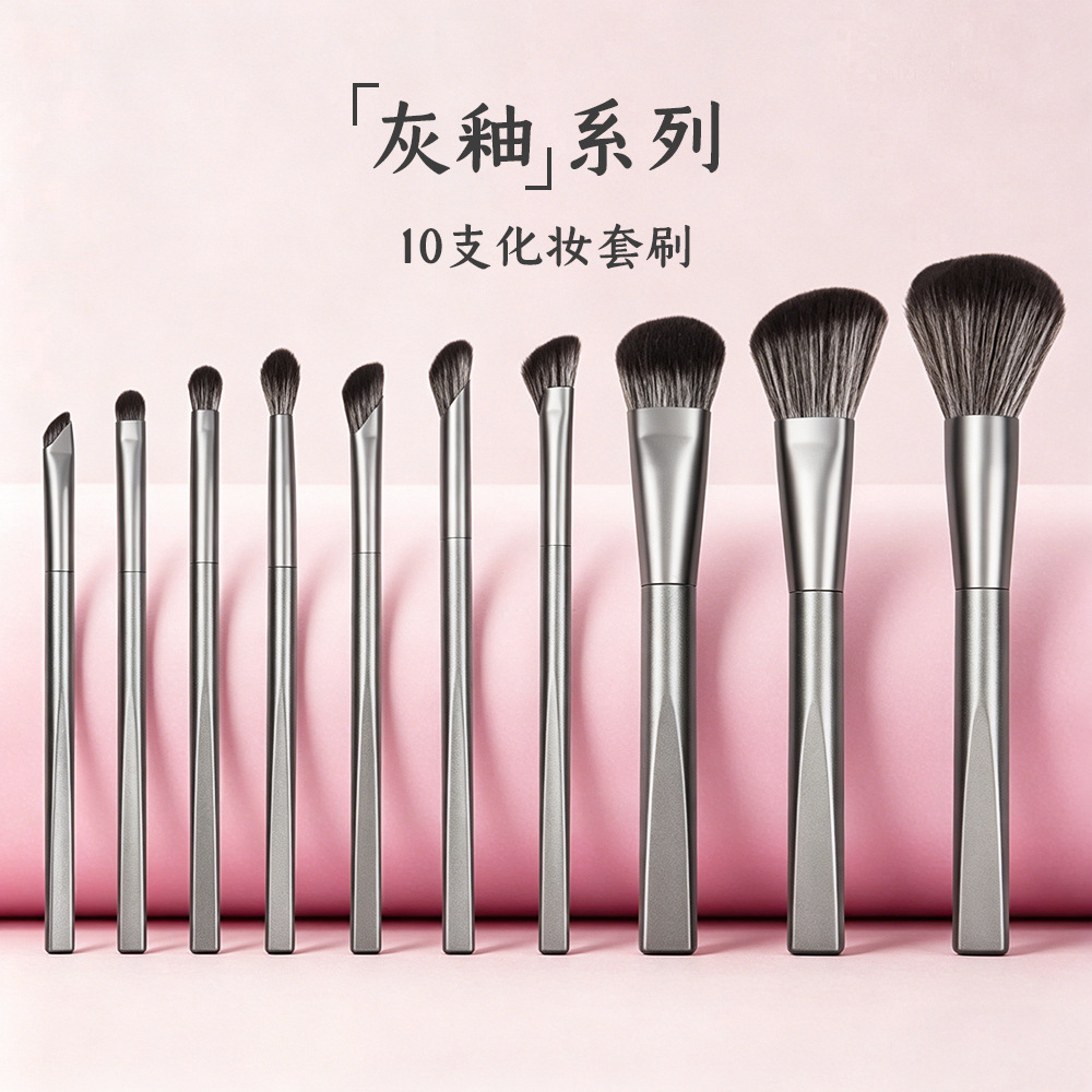 Juego de brochas de maquillaje transfronterizo al por mayor del fabricante de Cangzhou, juego completo de 15 brochas en stock, brocha negra para base, brocha para polvos sueltos.