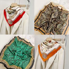 New simulated silk scarf wholesale 70cm printed long small silk scarf square scarf for women versatile decorative fashion scarf