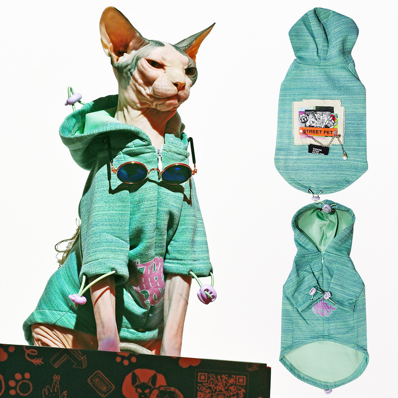 Cool and Handsome Cat Sweatshirt, Jacket, Green Thickeneded Cartoon Short-Haired Cat and Dog Pet Cat Clothing Cool and Handsome Cat Sweatshirt, Jacket, Green Thickeneded Cartoon Short-Haired Cat and Dog Pet Cat Clothing
