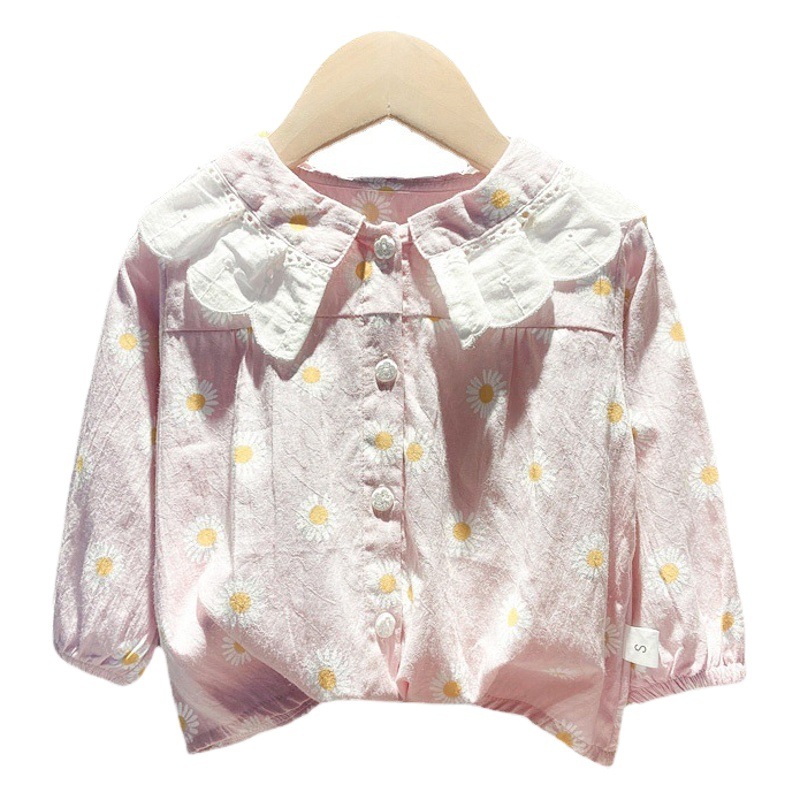 Camisa de las niñas camisa de la muñeca de encaje de los niños de 2 años de edad bebé niña ropa de otoño 1 bebé niña que basa la camisa