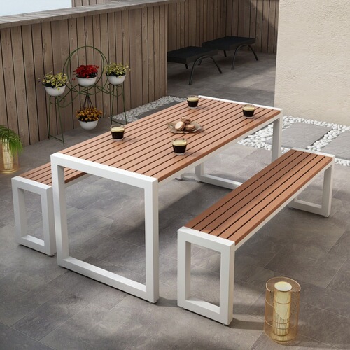 Outdoor table and chair courtyard outdoor dining table and chair set park leisure tea table and chair outdoor balcony anti-corrosion table sun protection
