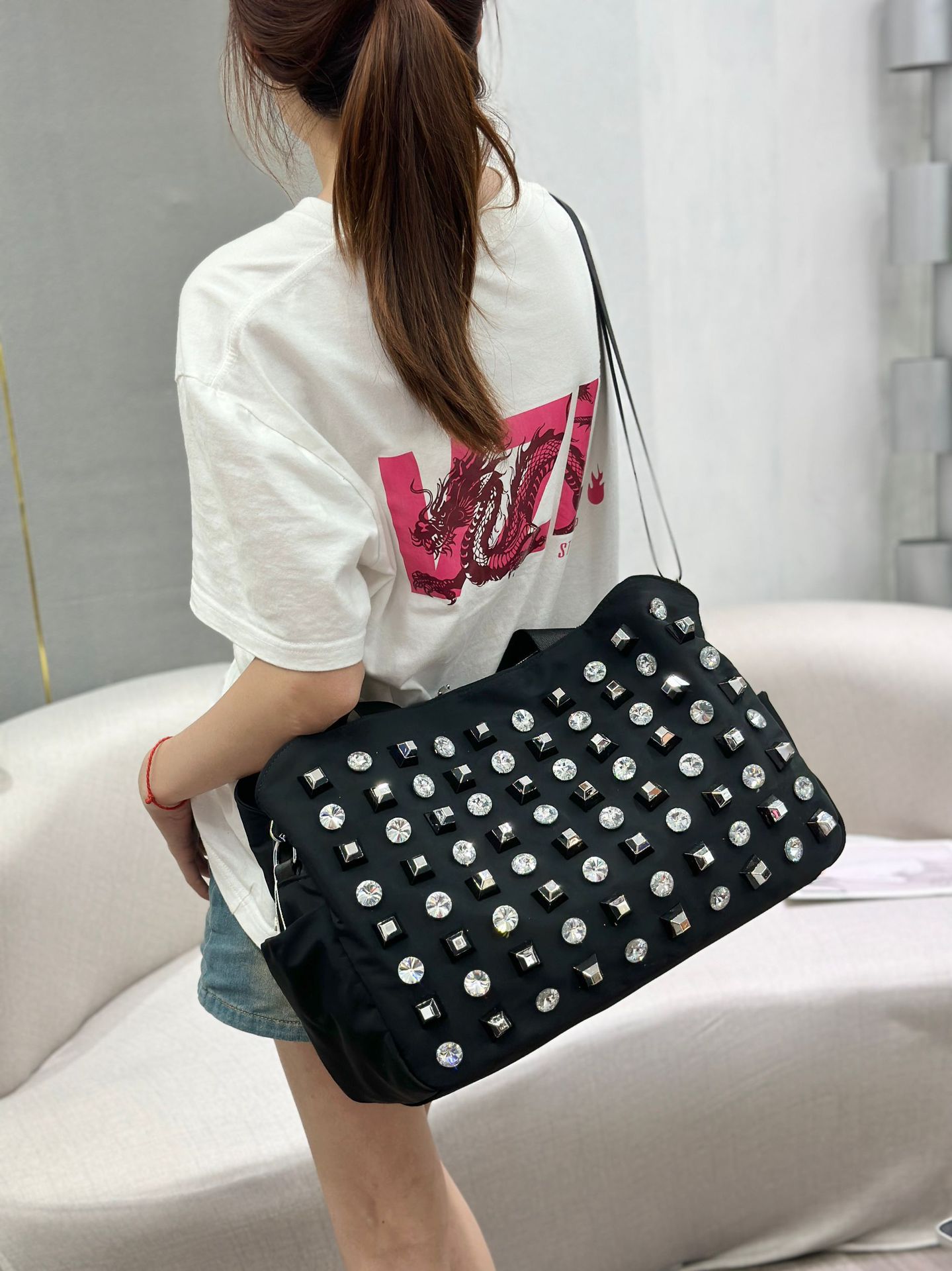 Damen Handtasche Mit Pentagramm Und Strass In Groß_voghion.com