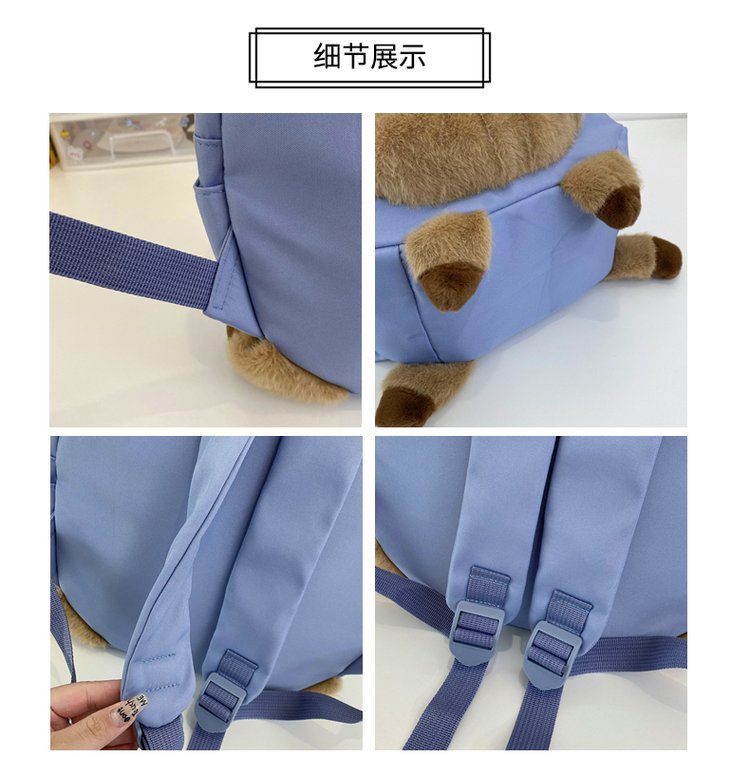 卡皮巴拉水豚学生手提书包女2024新款大容量萌趣搞怪软妹双肩