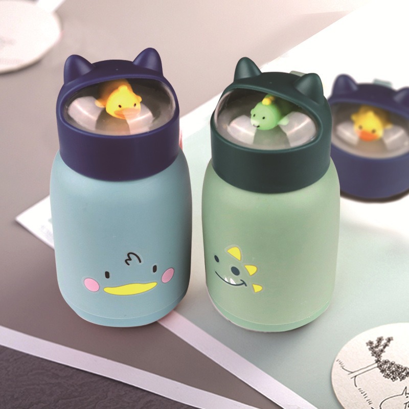 Tazas de agua encantadoras para niños, tazas de vidrio de dibujos animados de doble capa, tazas de agua para estudiantes, tazas de regalo de inauguración, tazas bonitas