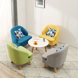 Solid Wood Lazy Sofa Small Apartment Simple Bedroom Internet Celebrity Single Leisure Chair Balcony Fabric Mini Sofa Wholesale