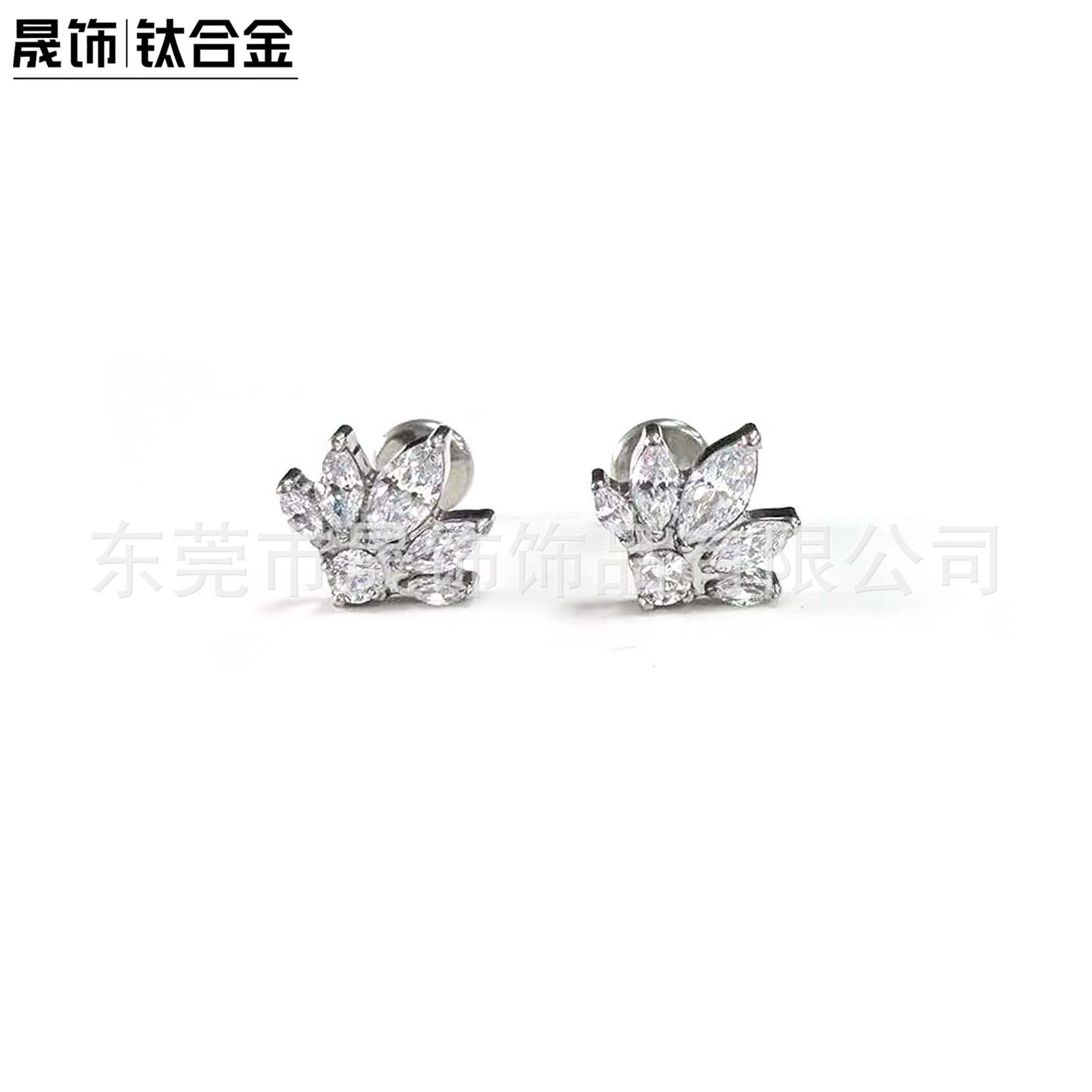 F136 Titanium Alloy 五马眼圆 Zirconia Ear Stud Studded 5A Cubic Zirconia Helix Cartilage Stud G23 Titanium Internal Thread Piercing Jewelry