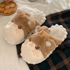 Cute soft kitten Baotou cotton slippers for women in winter girly heart home bedroom warm soft-soled plush cotton slippers