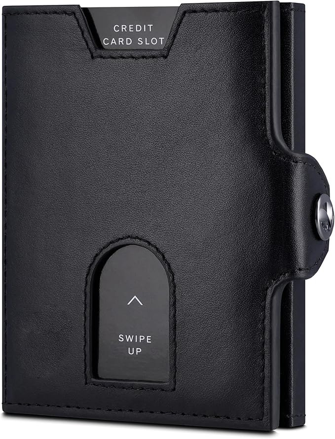 Amazon cuero RFID anti-robo bolso de tarjetas de cuero multifuncional con botón bolso de cambio de moda de negocios bolso de hombre