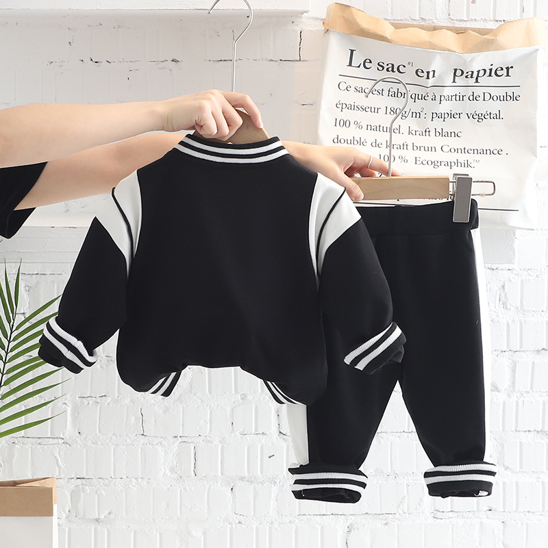 Autumn Spring New Children's Casual Baseball Suit Two Piece Boys and Girls' Sweater Set_voghion.com