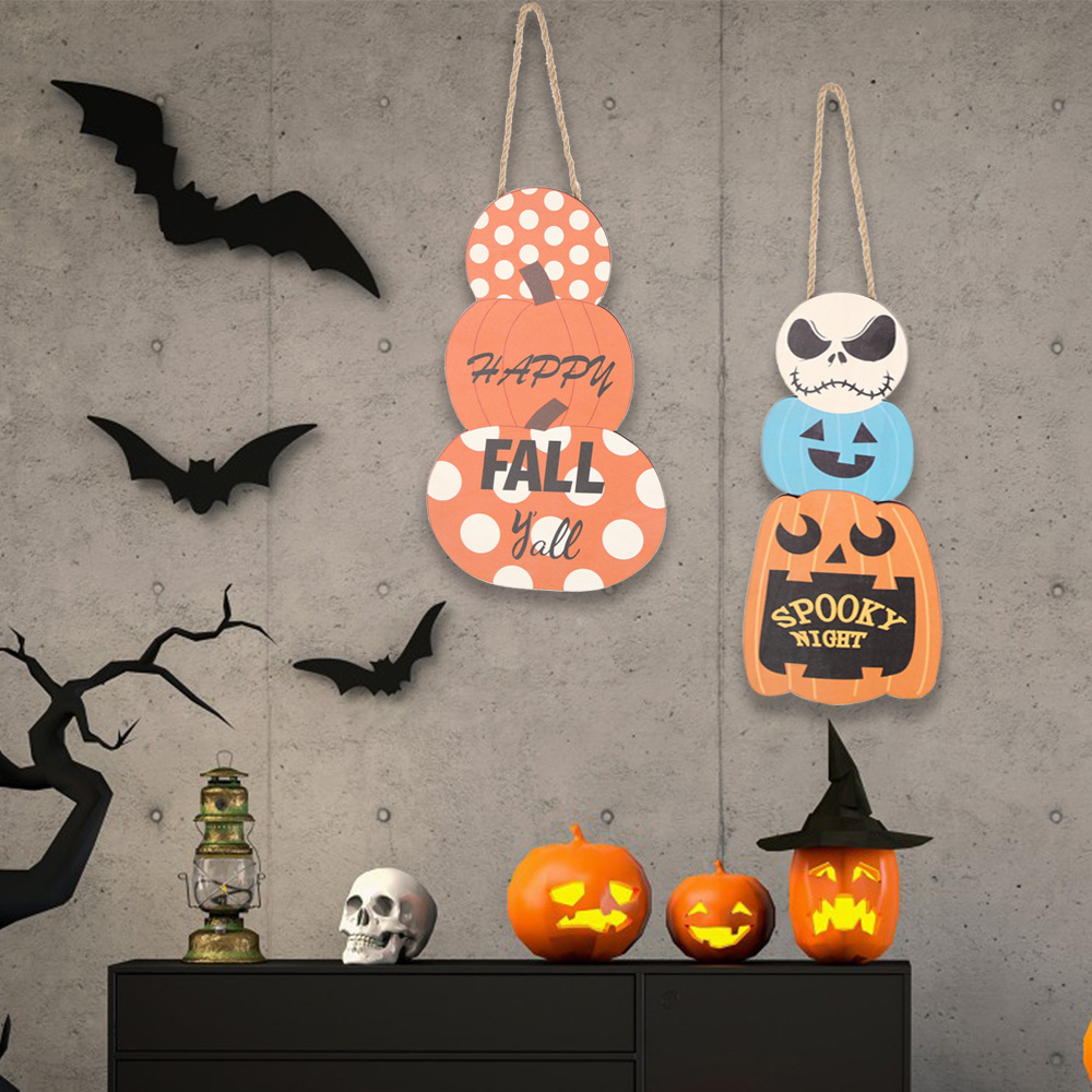 Nuevo cartel de puerta de madera para Halloween 2026, decoración colgante de calabaza fantasma para fiestas y festivales de fantasmas image 5