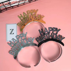 歐美風鋁箔紙新年快樂發箍 英文字母時尚派對頭箍 聖誕節髮飾批發