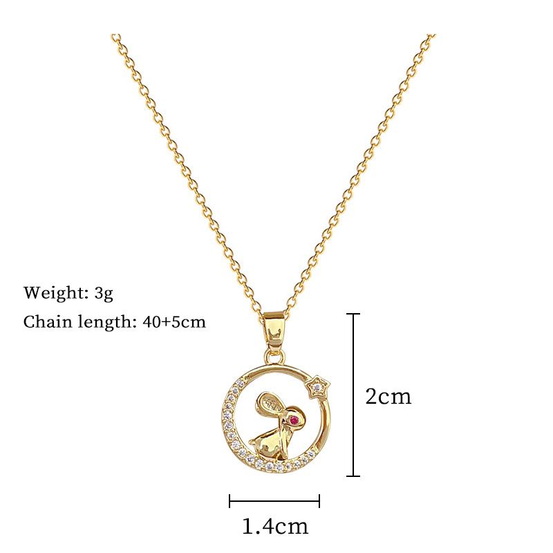 Gorgeous Red-eyed Rabbit Necklace Diamond Collarbone Chain Women_voghion.com