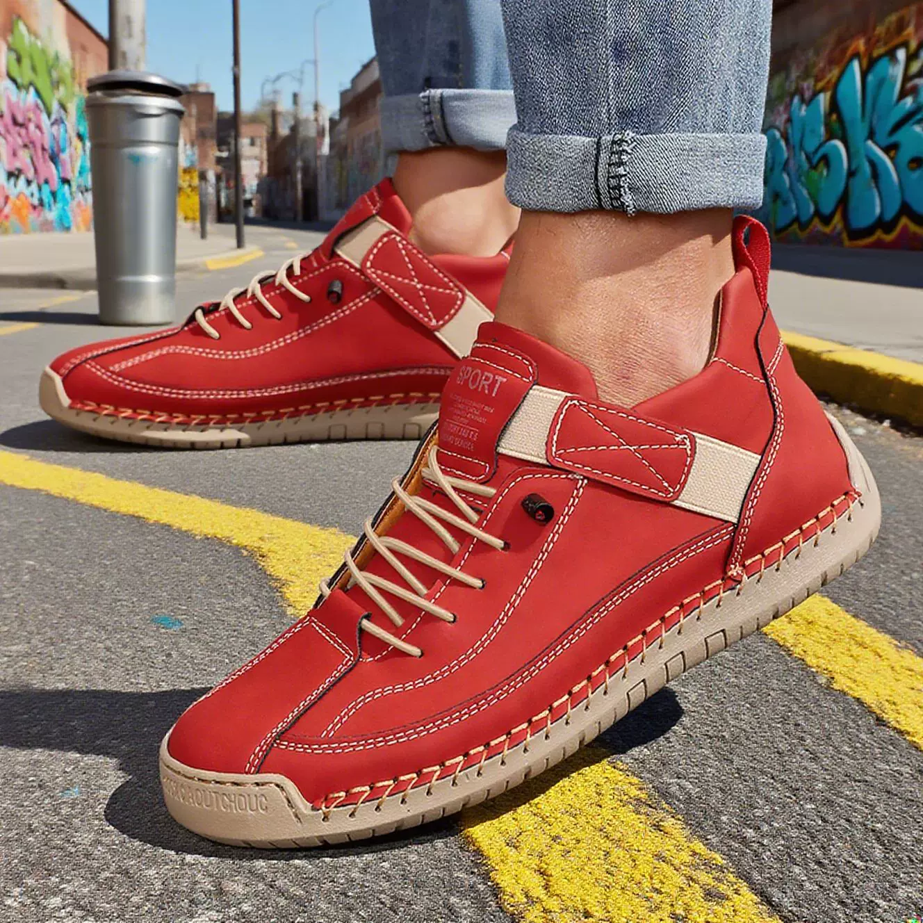 跨境新款时尚情侣皮靴子户外休闲男女大码短靴外贸手工缝制女靴