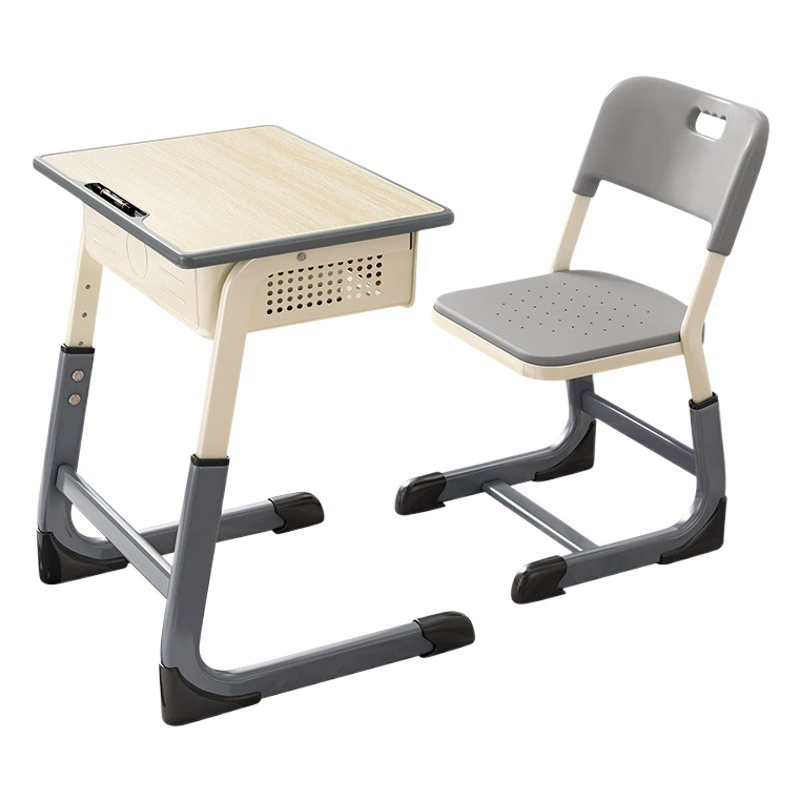 Студенческий стол и стул. Утолщенный регулируемый учебный стол типа C для учебных и репетиторских занятий, подходит для учащихся начальной и средней школы, изготовлен из пластиковой стали для использования в университетах и школах.
