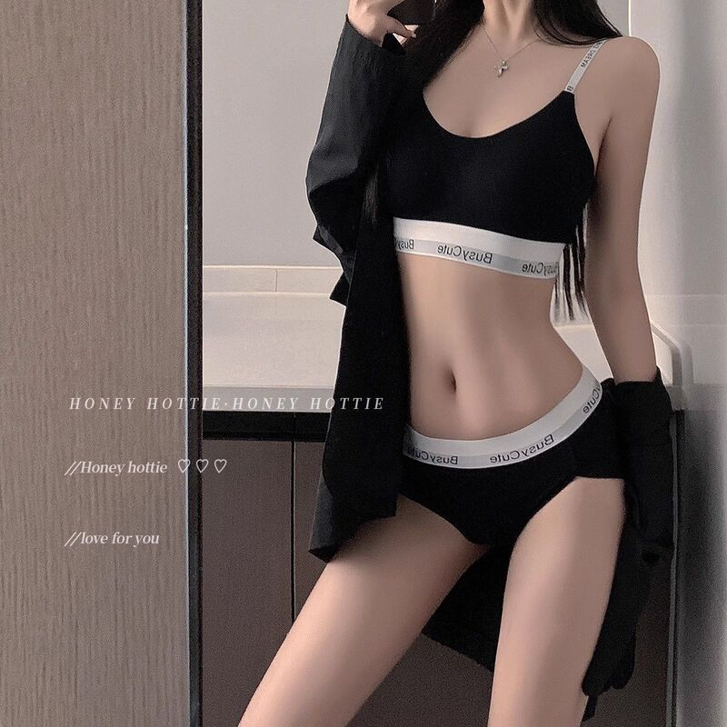 New American Sports Style Underwear for Women, Thin Cup, No Steel Ring, Push-Up, Comfortable, Simple, Breathable Bra Set for Women