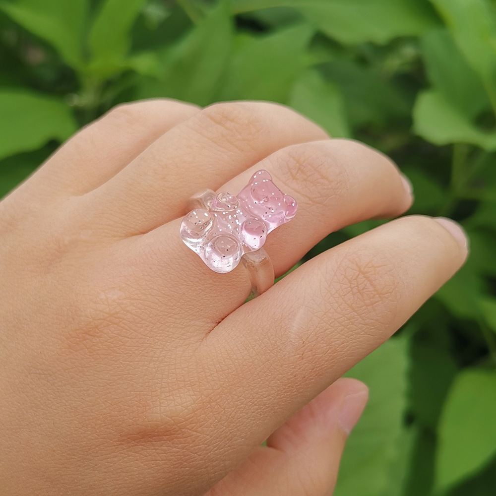 4g Weight Rings Classification 1 Piece Quantity Daily Occasion Acrylic Material Bear Pattern Women's Gender Cute Style Cute Bear Arylic Women's Rings 5