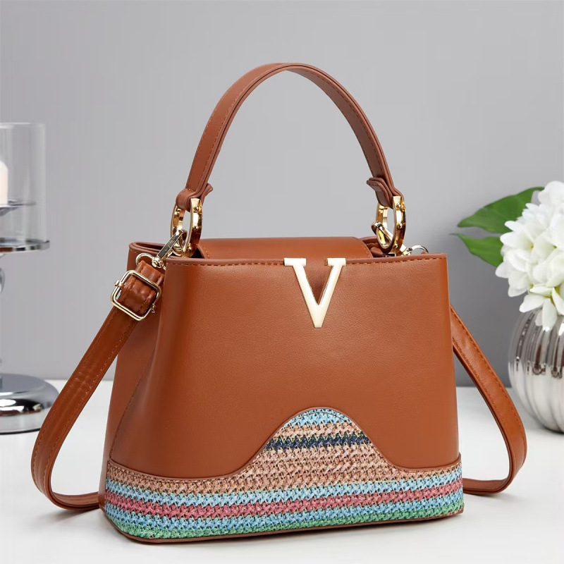 Bolso de mano de mujer color PU tejido bolso cuadrado de mujer de moda universal bolso de hombro