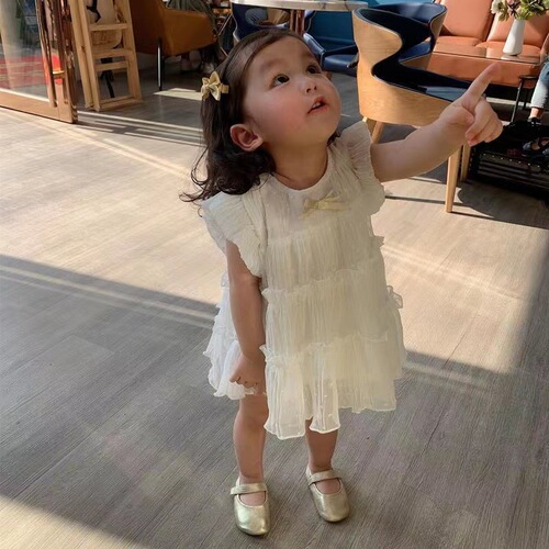 Girls' 2025 Summer Dresses for Baby Girls Princess Dresses Trendy Puffed Dresses for Young Children Baby Dresses Thin Version