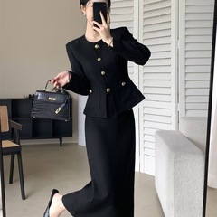 法式小香风气质时尚套装女2025秋季新款圆领长袖外套半身裙两件套