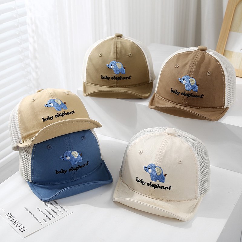 Gorra de bebé primavera y verano elefante bordado gorra de visera de bebé para hombres y mujeres gorras de béisbol para bebés gorra para el sol para bebés