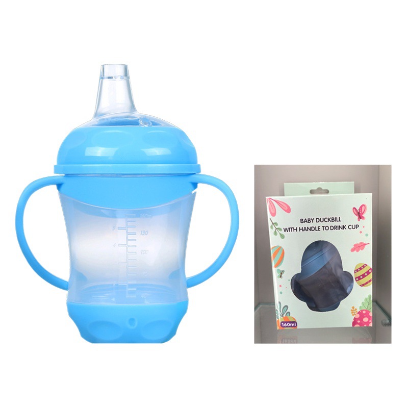 Inglés boxed Baby duckbill tipo taza de agua anti-goteo con tapa y mango taza de beber para niños duckbill Cup