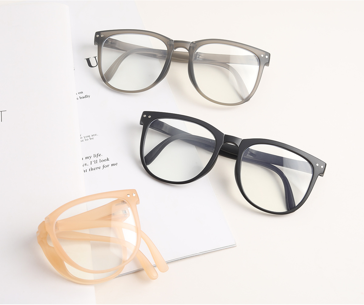 Fashion Rivet Round Full Frame Folding Frosted Glasses Wholesale Nihaojewelry display picture 2