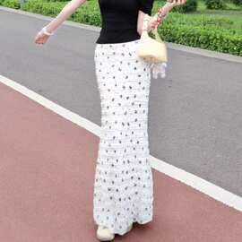 白色蕾丝半身裙女2025春秋新款温柔小个子包臀裙蝴蝶结碎花鱼尾裙