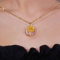 気質香港スタイルの新しい紫色のバラのペンダントネックレス女性のためのライトラグジュアリーエレガントな西洋スタイルのハイエンドの人気の鎖骨チェーン