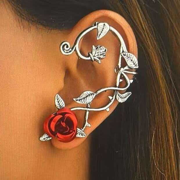 Cross-border foreign trade new product hot-selling earrings and ear cuffs, European and American style gothic personalized vintage rose flower earrings wholesale