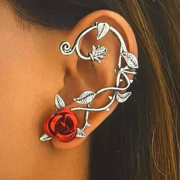 Cross-border foreign trade new product hot-selling earrings and ear cuffs, European and American style gothic personalized vintage rose flower earrings wholesale