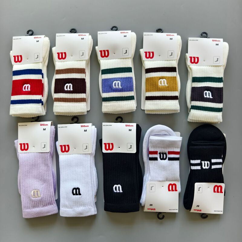 New Model m Weiduoer Embroidered Mid-High Tube Unisex Towel-Soled Sports Socks Tennis Socks Outdoor Running Socks