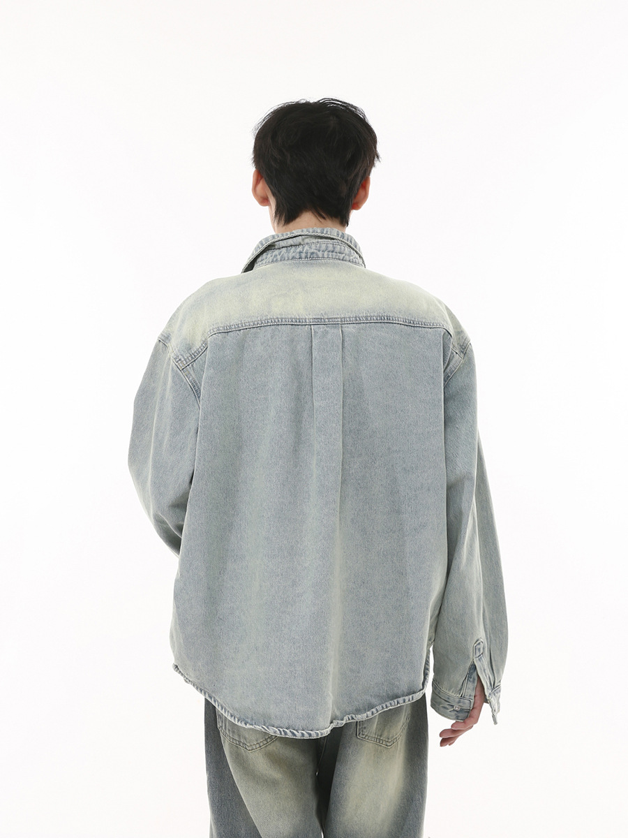 Mtlclothes ropa de Hombre | 2023 otoño nuevo estilo coreano personalizado apenado lavado casual Denim traje