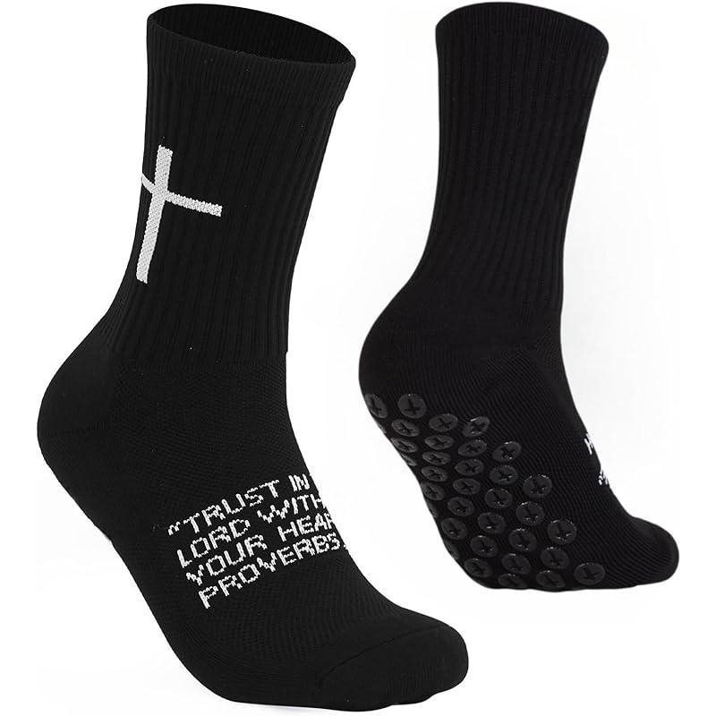 Unbranded Crew Socks Cross Graphic Cushioned Black White