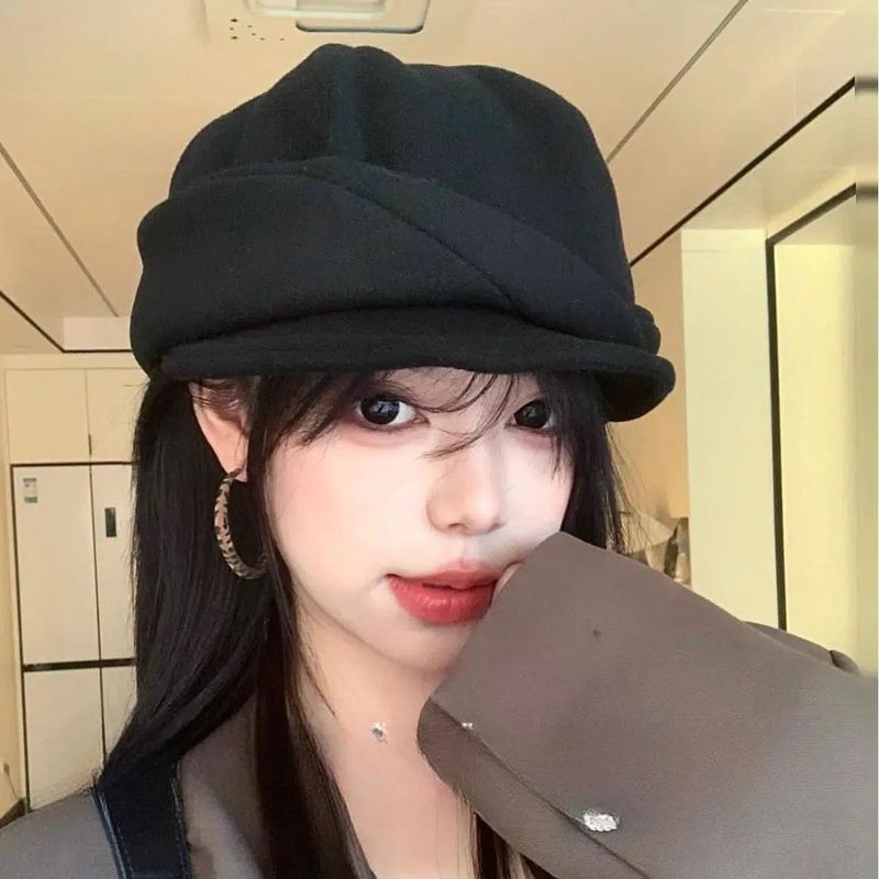 氛围设计感褶皱百搭贝雷帽女简约报童帽女秋冬百搭头包脸画家帽女|undefined