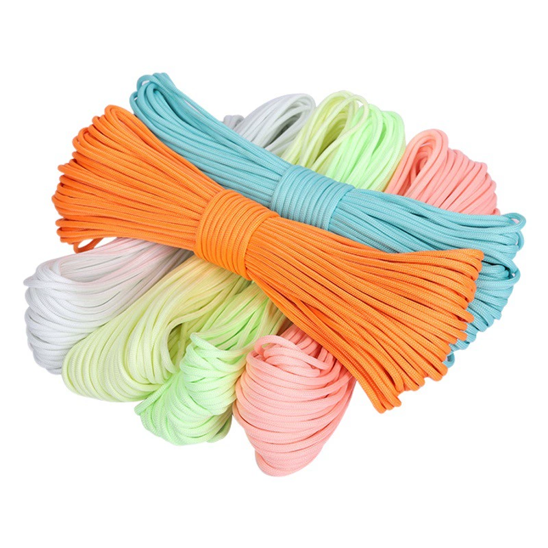 Светящаяся девятиядерная самопоглощающаяся светящаяся веревка для зонта, кемпинг, уличная вязочная веревка, многоцветная светящаяся флуоресцентная полиэфирная веревка