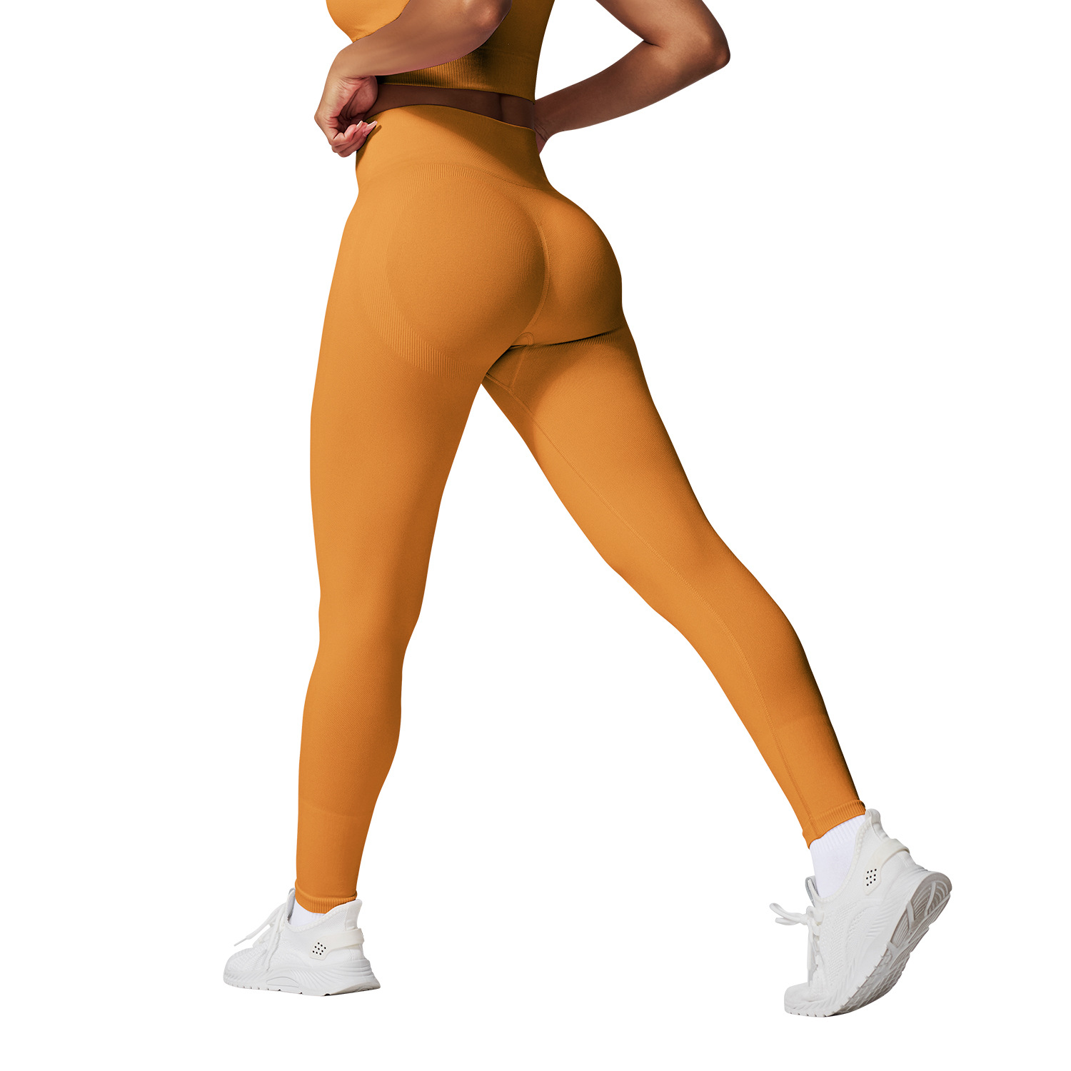 Transfronterizo sin costuras de miel de melocotón para mujeres, pantalones de entrenamiento para correr, secado rápido, cintura alta y caderas.