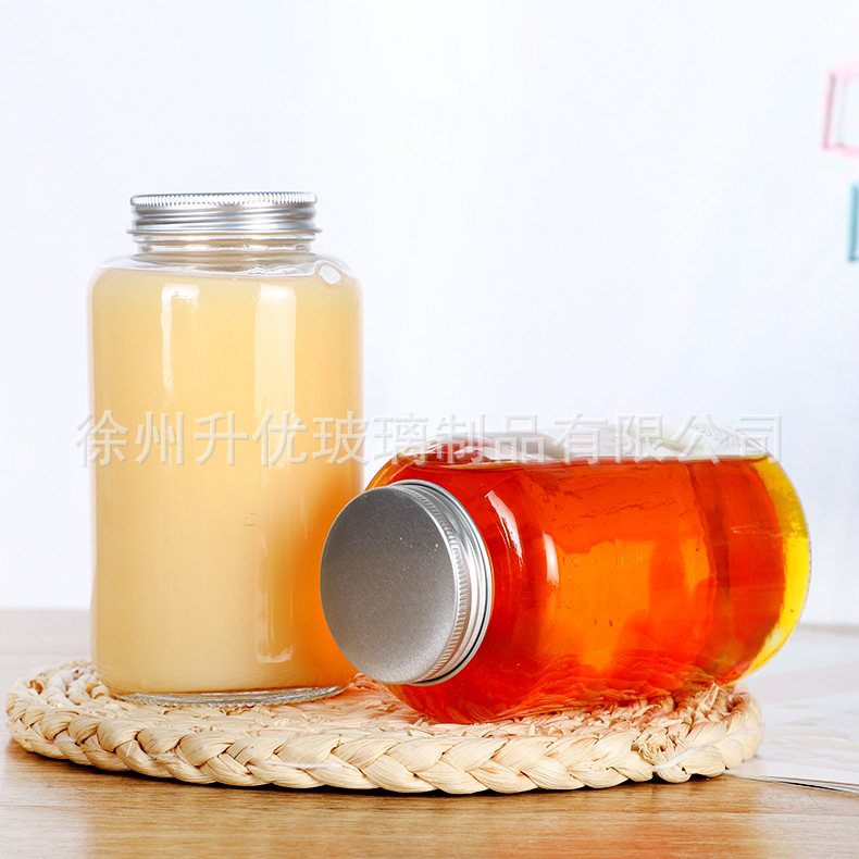 Transparent glass milk tea bottle 500ml Thai tea bottle wholesale cold brew milk tea bottle large mouth chubby drink bottle wholesale