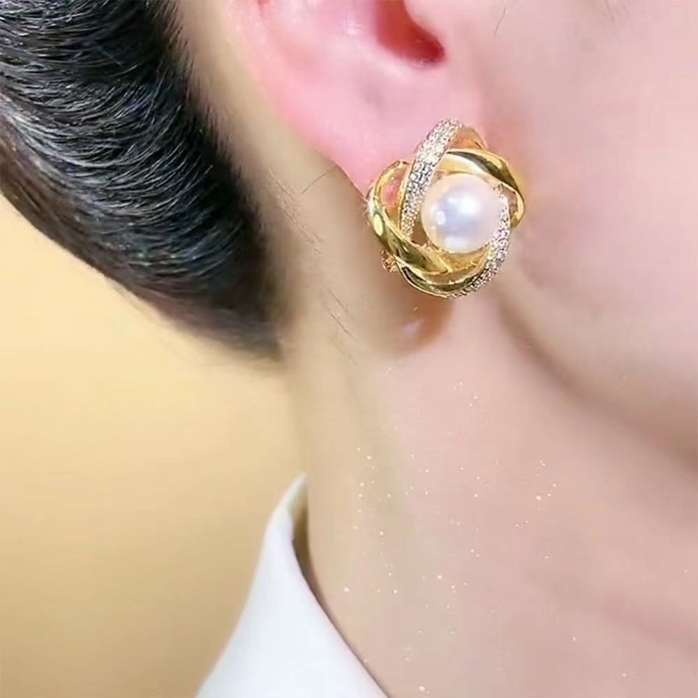 Brincos de pérolas elegantes para mulher com prata de lei_voghion.com