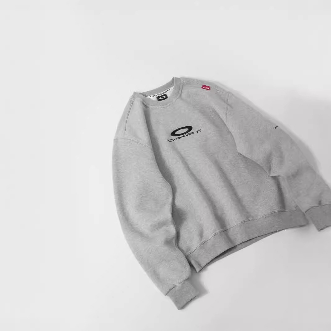 High Quality O@Kley Embroidered Basic Round Neck Fleece Sweatshirt for Men and Women Couple Loose Top Pullover Autumn and Winter Men