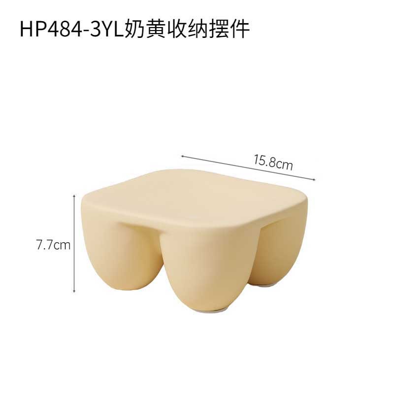 Placa de cerámica de viento de crema adornamiento ins viento alto pie bandeja de joyería perfumada placa de exhibición decoración suave para el hogar