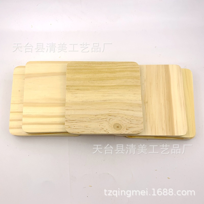 10,2 cm hoja de madera redonda redondeada/hoja de madera cuadrada de ángulo recto 1cm de madera gruesa posavasos de madera maciza hoja de madera decorativa
