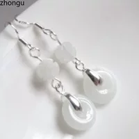 Серьги из натурального жадеита, символ удачи и карьеры, с крючком из серебра 925 пробы, популярные среди мужчин и женщин.